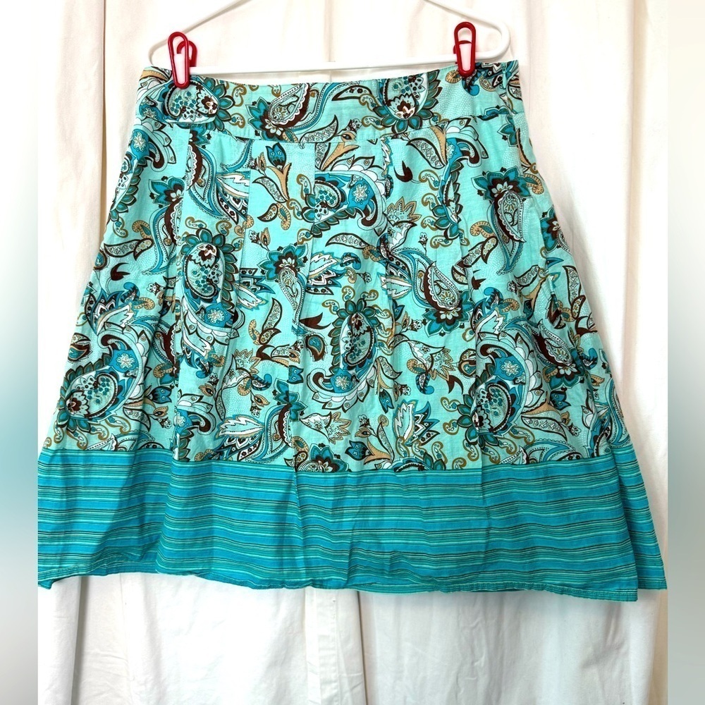 Notations 100% Cotton Womens Sz L Boho Paisley Midi Skirt